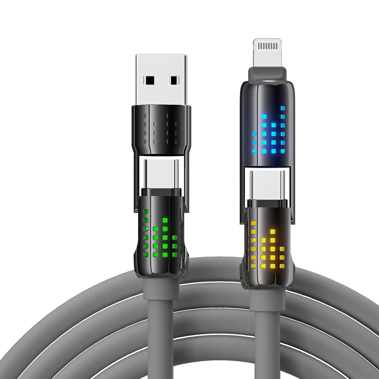 4 in 1 fast charging data cable for Android and Apple 1.2m extended ultra-soft liquid