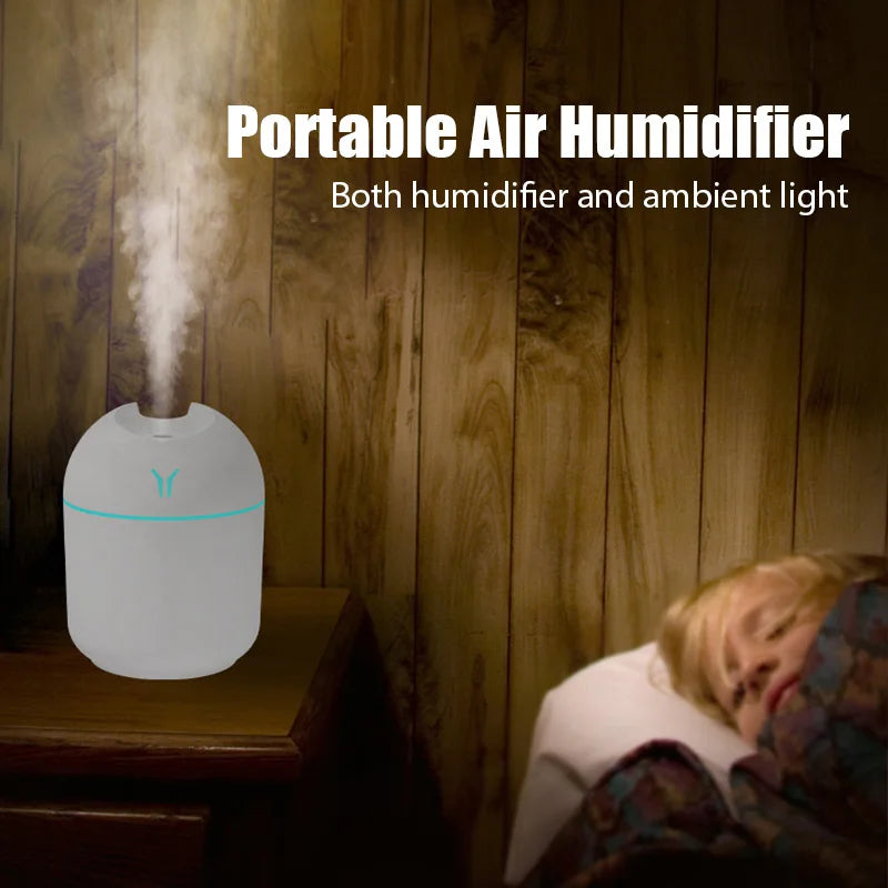 Mini Ultrasonic 250ML Air Humidifier Romantic Light USB Essential Oil